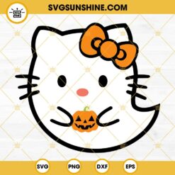 Hello Kitty Ghost Halloween SVG, Hello Kitty Pumpkin Halloween SVG Cut File