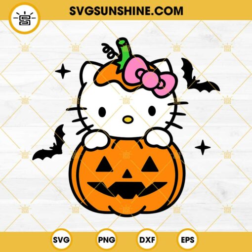 Hello Kitty Pumpkin Halloween SVG PNG DXF EPS Cut Files For Cricut Silhouette