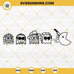 Horror Characters Pac Man SVG, Halloween Pac Man SVG PNG DXF EPS Instant Download
