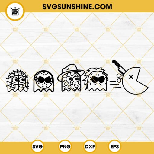 Horror Characters Pac Man SVG, Halloween Pac Man SVG PNG DXF EPS Instant Download