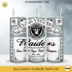 Las Vegas Raiders Genuine Kings Of Football Skinny Tumbler Design PNG File Digital Download