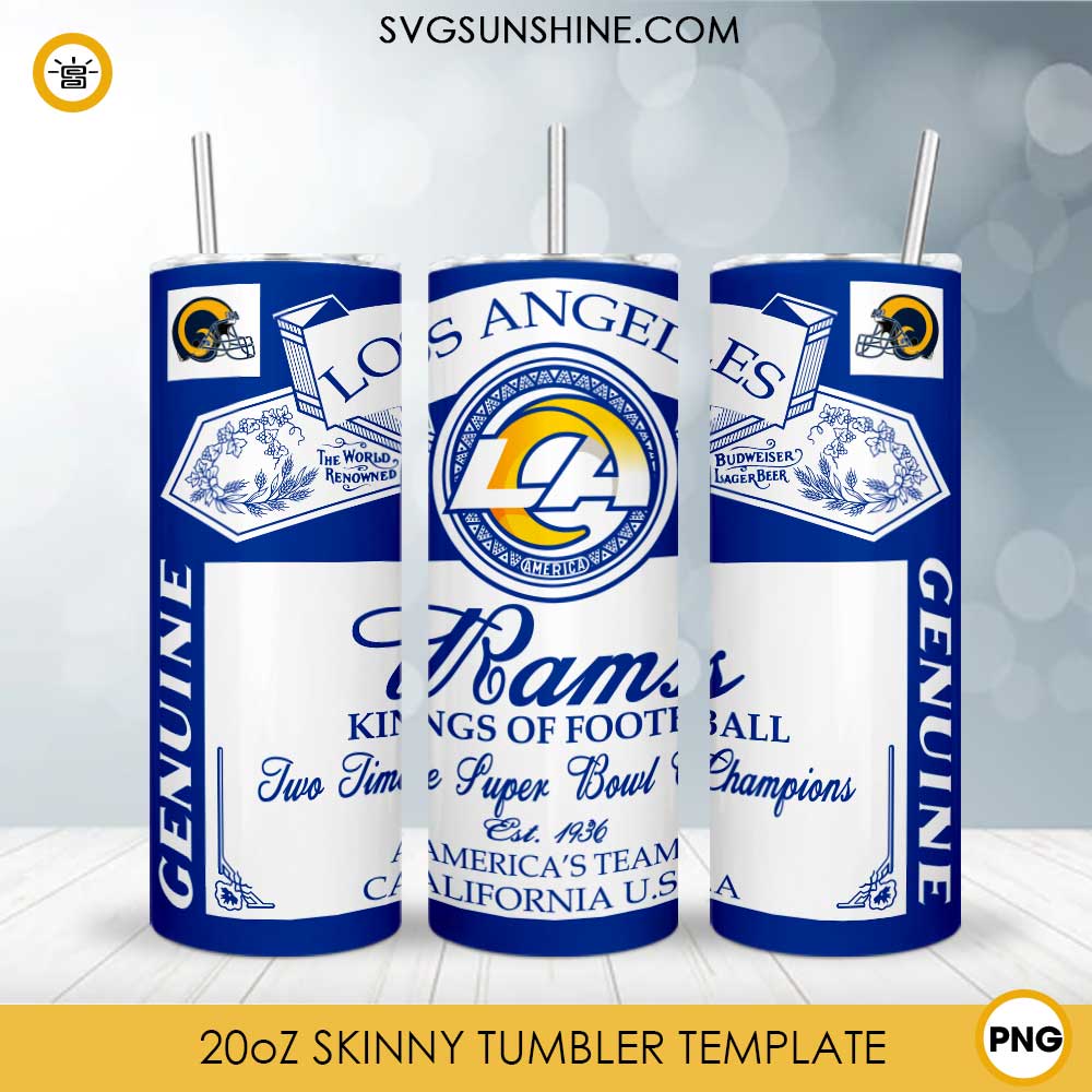 Los Angeles Rams Genuine Kings Of Football Skinny Tumbler Design PNG File Digital Download