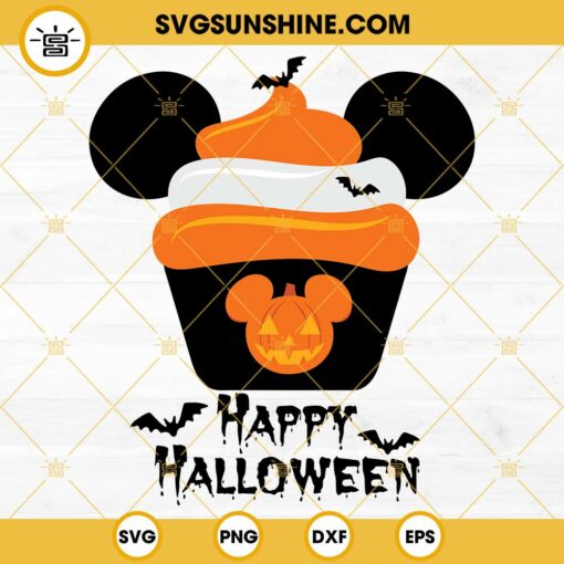 Mickey Cupcake halloween SVG, Happy Halloween Cupcake SVG