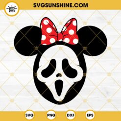 Minnie Ghost Face Halloween SVG, Ghost Face Scream Mouse Ears SVG