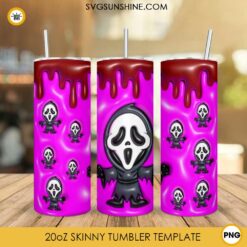 Ghostface Chibi 3D Puff 20oz Tumbler Wrap PNG, Cute Scream Tumbler Template PNG
