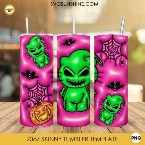 Hello Kitty Oogie Boogie 3D Puff 20oz Tumbler Wrap PNG, Kitty Halloween Tumbler Template PNG