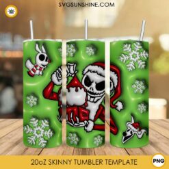 Jack Skellington Christmas 3D Puff 20oz Tumbler Wrap PNG Digital Download