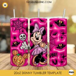 Minnie Mouse Boo Halloween 3D Puff 20oz Tumbler Wrap PNG File