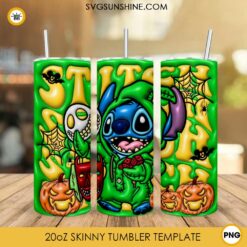 Stitch Halloween 3D 20oz Skinny Tumbler Wrap PNG, Oogie Boogie Halloween Tumbler Template Designs