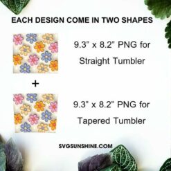 Flowers 3D Puff 20oz Tumbler Wrap PNG, Beautiful Tumbler Template PNG Digital Files