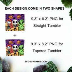 Jack Skellington Sally And Oogie Boogie 3D Puff 20oz Tumbler Wrap PNG Designs