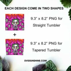 Beetlejuice 3D Puff 20oz Tumbler Wrap PNG, Horror Halloween Tumbler Template PNG Designs