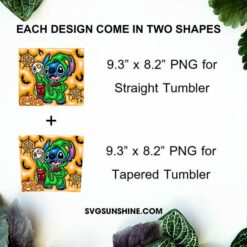 Stitch Oogie Boogie 3D Puff 20oz Tumbler Wrap PNG, Halloween Stitch Tumbler Template Designs