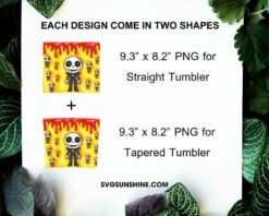 Chibi Jack Skellington 3D Puff 20oz Tumbler Wrap PNG, Nightmare Before Christmas Tumbler Template PNG