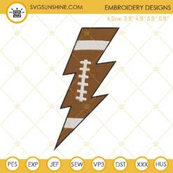 Lightning Bolt Football Embroidery Design Files