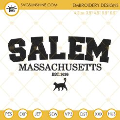 Salem Massachusetts Cat Halloween Embroidery Design Files