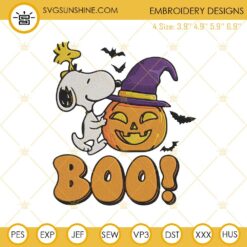 Snoopy And Woodstock Boo Halloween Embroidery Design Files