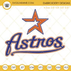 Astros Embroidery Design Files, Houston Astros Star Embroidery Designs