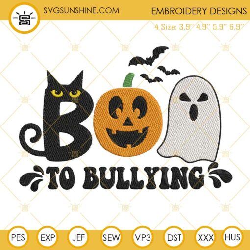 Boo To Bullying Embroidery Design Files