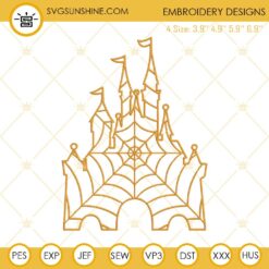 Disney Castle Spiderweb Halloween Embroidery Design Files