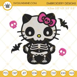 Hello Kitty Skeleton Halloween Embroidery Design Files