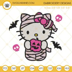 Mummy Hello Kitty Halloween Embroidery Design Files