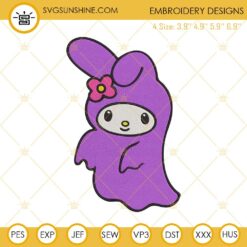 My Melody Ghost Halloween Embroidery Design Files
