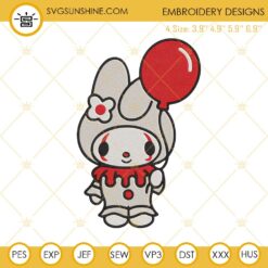 My Melody Pennywise Halloween Embroidery Design Files