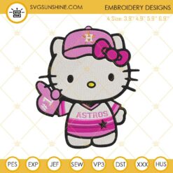 Pink Hello Kitty Houston Astros Embroidery Design Files