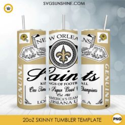 New Orleans Saints Genuine Kings Of Football Skinny Tumbler Design PNG File Digital Download