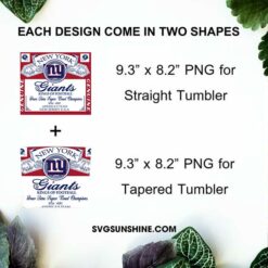 New York Giants Genuine Kings Of Football Skinny Tumbler Design PNG File Digital Download