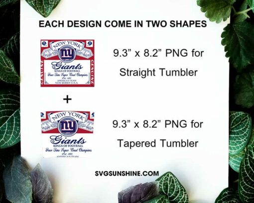 New York Giants Genuine Kings Of Football Skinny Tumbler Design PNG File Digital Download
