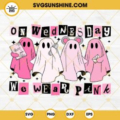 On Wednesday We Wear Pink SVG, Ghost Pink Halloween SVG, Ghost We Wear Pink SVG