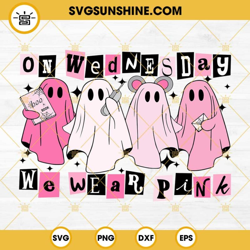 On Wednesday We Wear Pink SVG, Ghost Pink Halloween SVG, Ghost We Wear ...