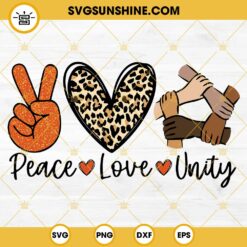 Peace Love Unity SVG, Unity Day SVG, Cheetah Leopard SVG, Orange Glitter Unity SVG