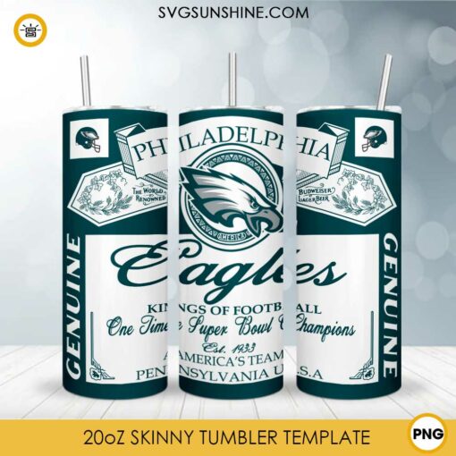 Philadelphia Eagles Genuine Kings Of Football Skinny Tumbler Design PNG File Digital Download