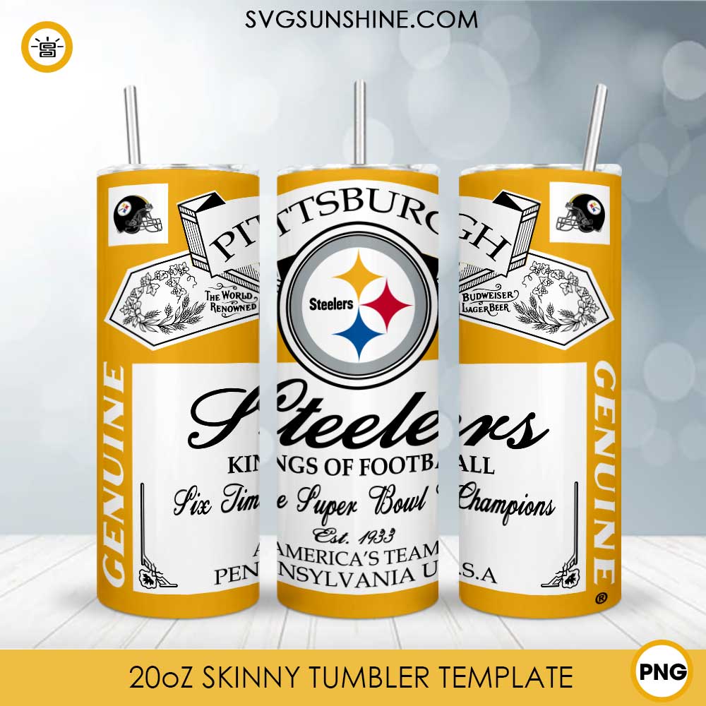 Pittsburgh Steelers Genuine Kings Of Football Skinny Tumbler Design PNG File Digital Download