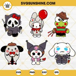 Sanrio Halloween SVG, Sanrio Horror Movie Characters SVG, Hello Kitty Halloween SVG Bundle