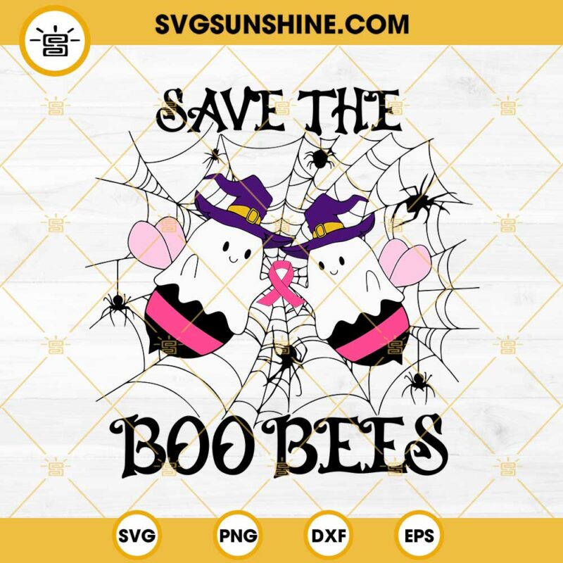 Save The Boo Bees SVG, Breast Cancer Awareness SVG, Halloween Breast ...