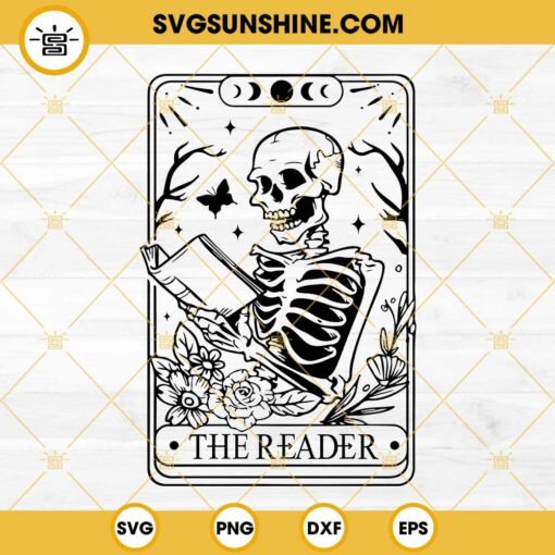 Skeleton Reading SVG, The Reader Tarot Card SVG, The Reader SVG, Book Lover SVG