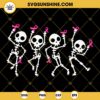 Skeletons Breast Cancer Awareness SVG, Pink Ribbon Dancing Skeletons SVG PNG DXF EPS Files