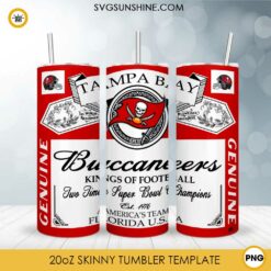 Tampa Bay Buccaneers Genuine Kings Of Football Skinny Tumbler Design PNG File Digital Download