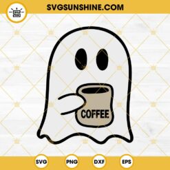 Boo Ghost Coffee SVG, Ghost Drinking Coffee SVG, Halloween SVG