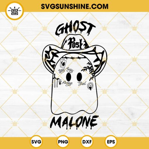 Ghost Post Malone SVG, Cowboy Hat Ghost SVG, Ghost Malone Halloween SVG