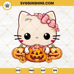 Hello Kitty Halloween Pumpkin SVG, Kawaii Kitty Cutie Pumpkins SVG