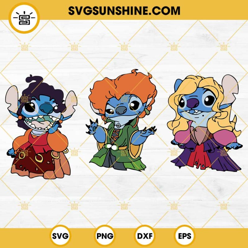 Stitch Hocus Pocus SVG, Witches Sisters SVG, Stitch Halloween SVG