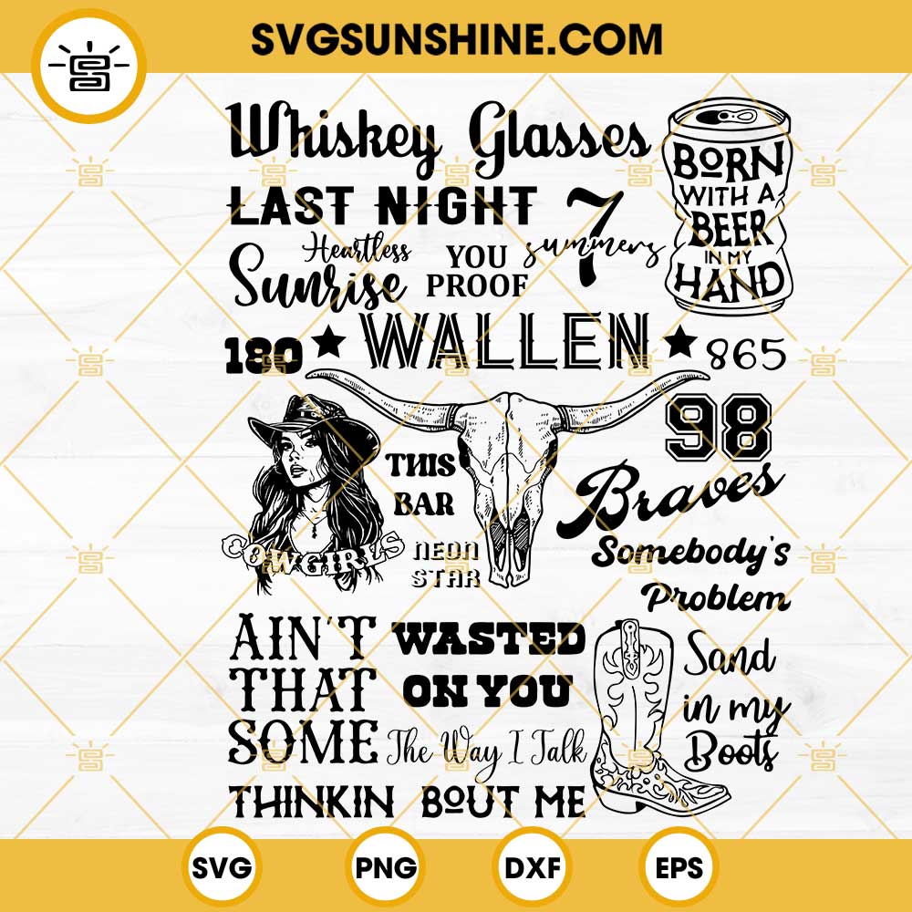 Official 98 Braves Lyrics Morgan Wallen Best Design SVG Digital Files