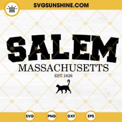 Salem Massachusetts Cat SVG, Witch SVG, Magical SVG, Retro Halloween 1626 SVG PNG DXF EPS
