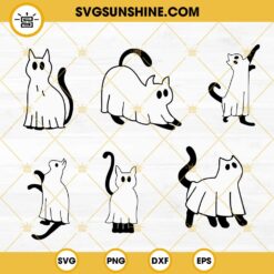 Ghost Cats SVG Bundle, Black Cat SVG, Cute Halloween Cats SVG PNG DXF EPS Cricut