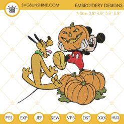 Mickey And Pluto Halloween Pumpkins Embroidery Files, Disney Friends Halloween Embroidery Designs